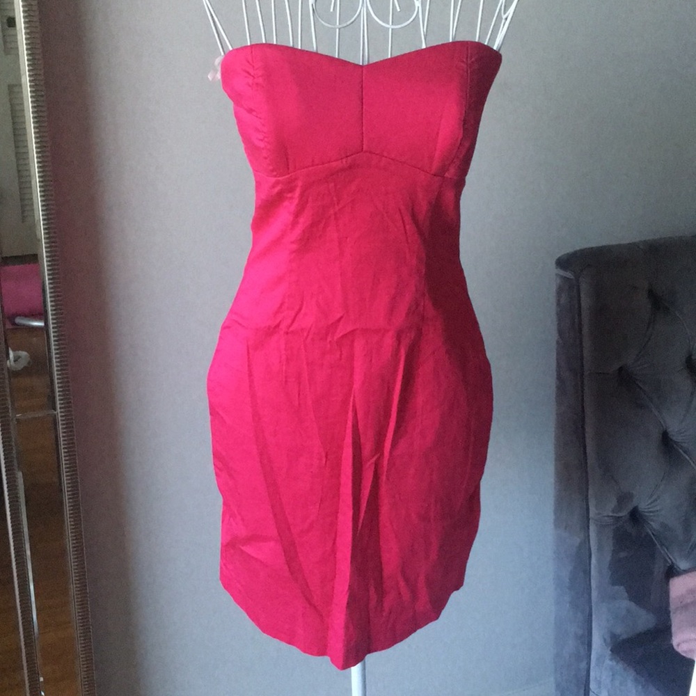 Fuchsia Sweetheart Neck Cocktail Dress Strapless